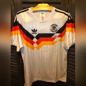 Adidas Germany 1990 Soccer Jersey - White, Black, Red, Yellow Size Large